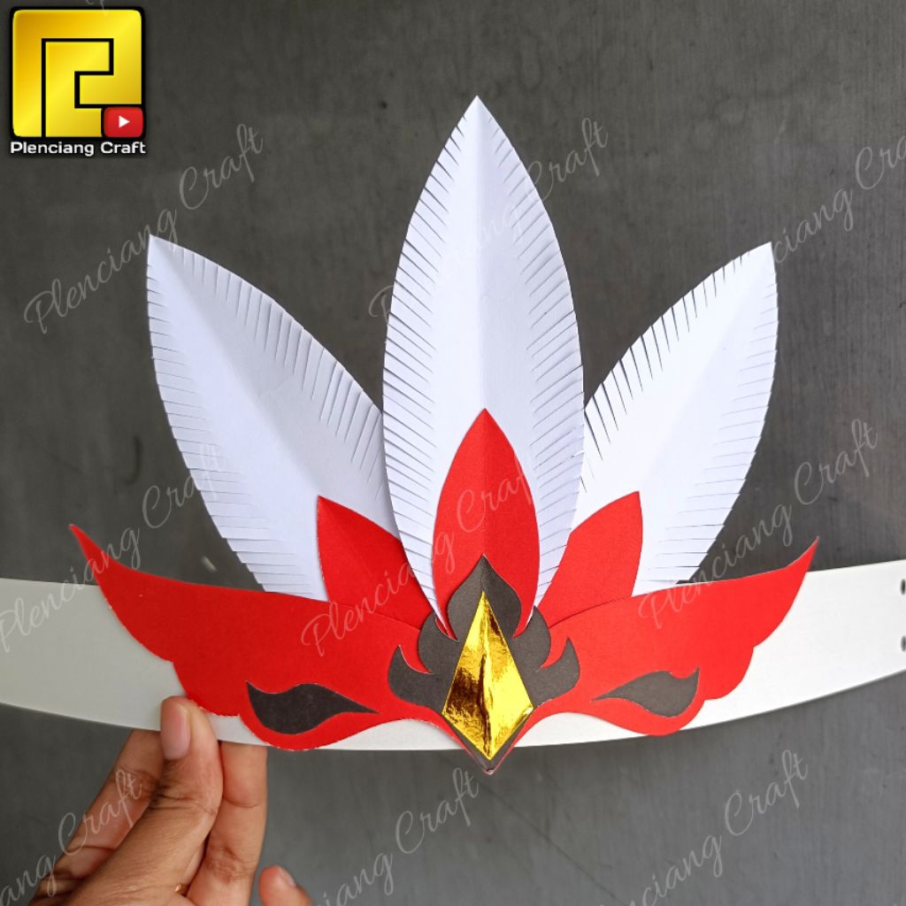 [ Syp.B] Mahkota Merah putih Hiasan kepala dari kertas Handmade || Hiasan kepala untuk karnaval || m