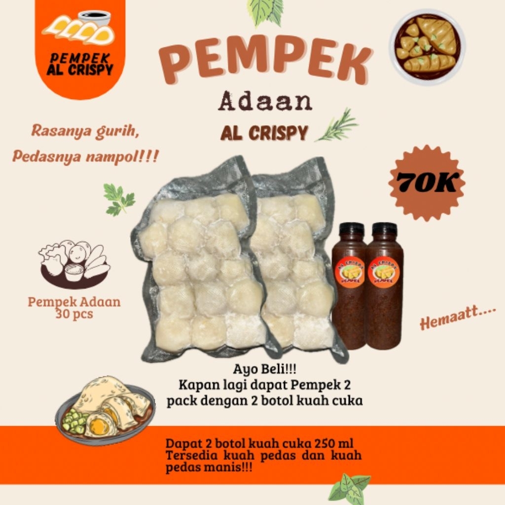 

Pempek Adaan Bengkulu isi 30 pcs free cuka 250 ml