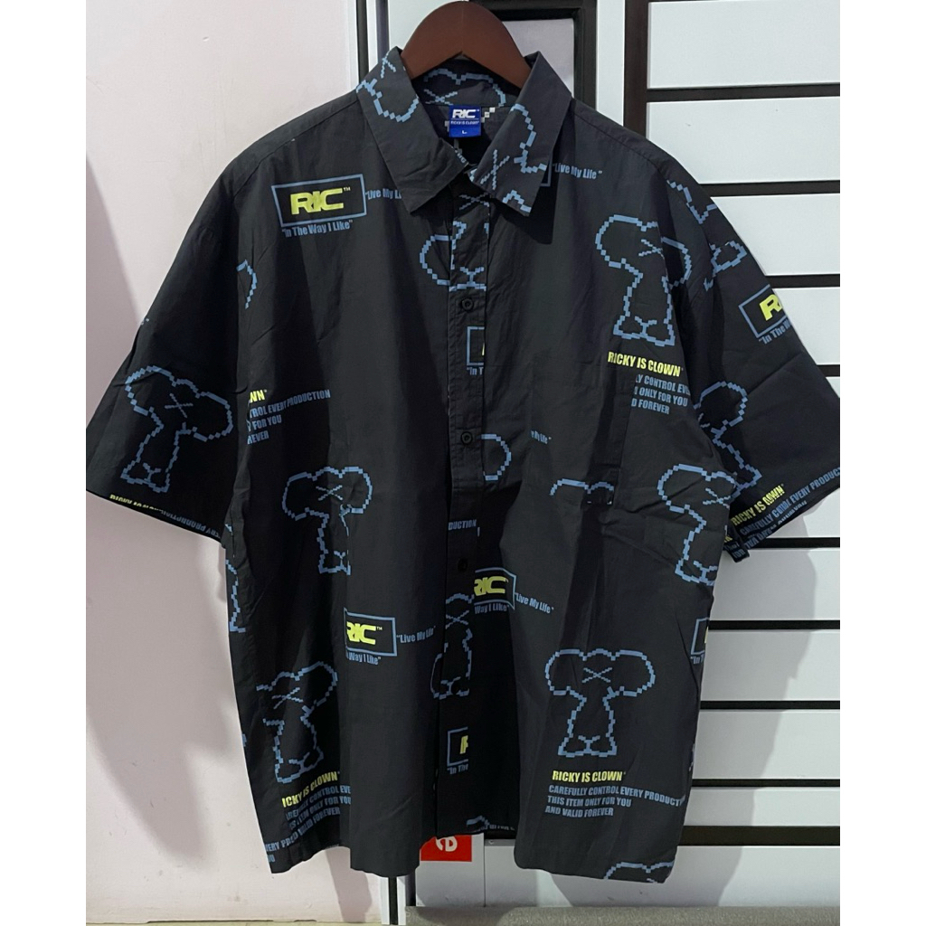 RICKY IS CLOWN x RICHBEAR FULL PRINT OVERSIZE SHIRT ( NAVY )