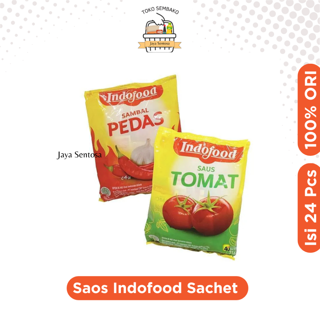 

Saos Indofood Sachet Isi 24 Pcs/Pack (Saus Indofood Sambal Pedas, Tomat)