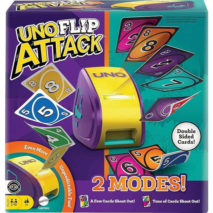 Mattel Games UNO Flip Attack Card Game for Kids, Adults & Family Nights, Combines UNO Flip & Attack