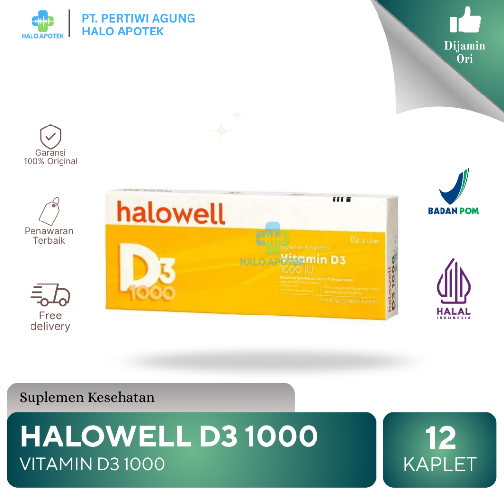Halowell Vitamin D3 1000 IU | Tablet Kunyah