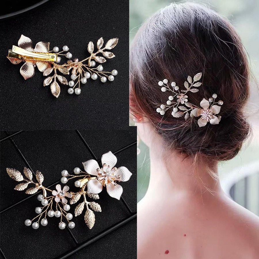 Jepitan Rambut Hiasan Rambut Pesta Bunga Gold- AKsesoris Rambut