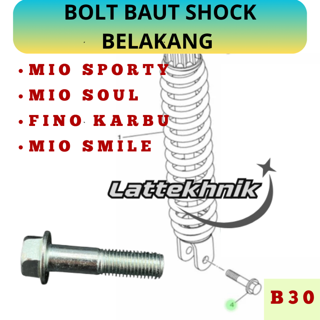 CB30 Bolt baut shock belakang mio sporty mio soul Fino Karbu mio smile