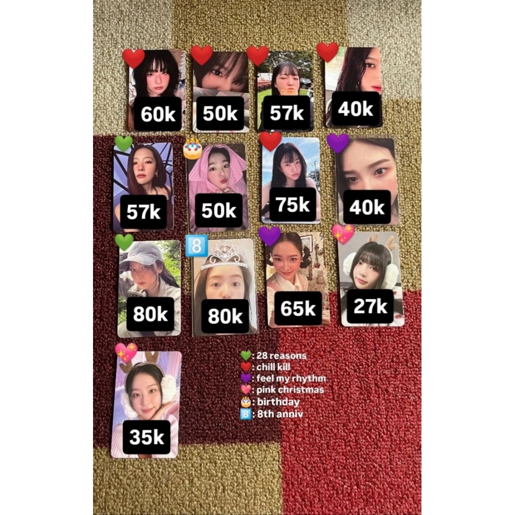 [OFFICIAL PHOTOCARD RED VELVET] IRENE SEULGI JOY YERI WENDY 28 REASONS CHILL KILL FEEL MY RHYTHM PIN