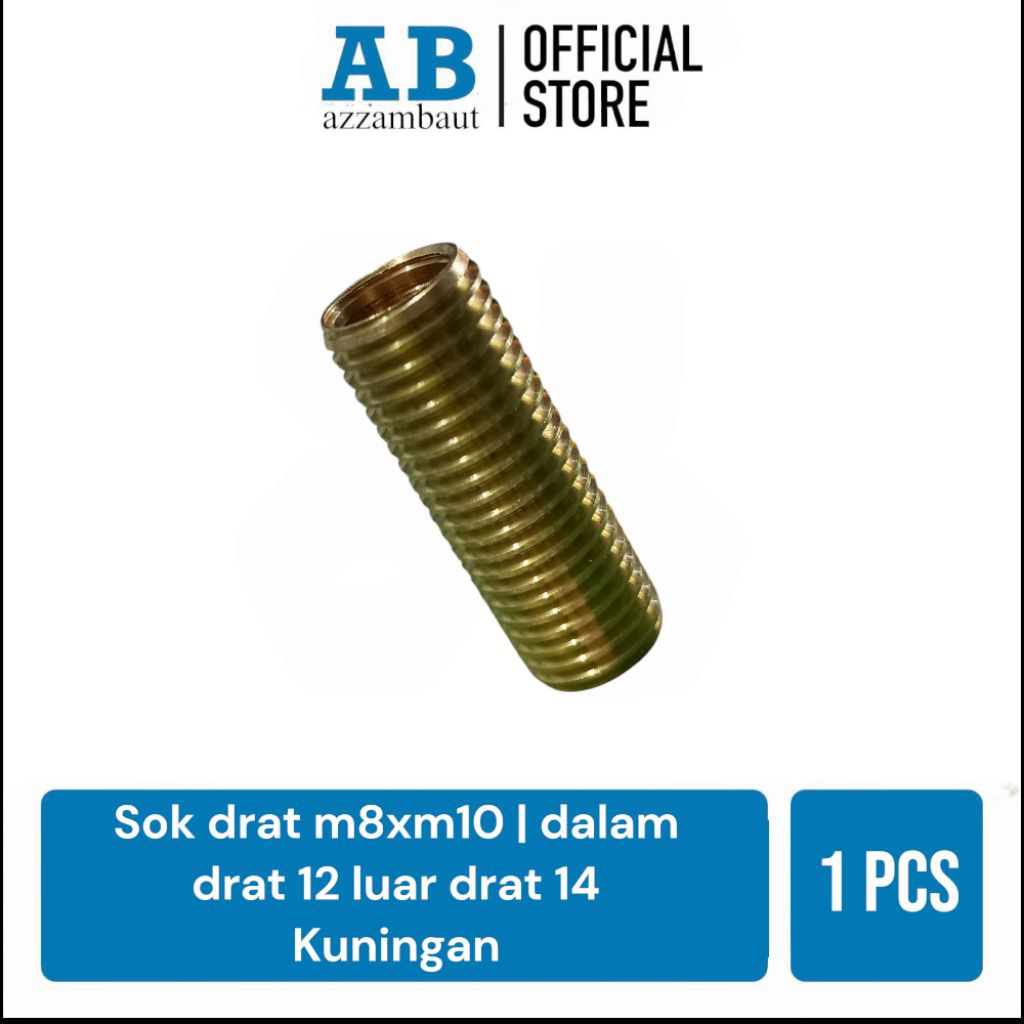 SOK DRAT BOS DRAT BOSH DRAT RECOIL M8xM10 bahan kuningan drat dalam 12 drat luar 14