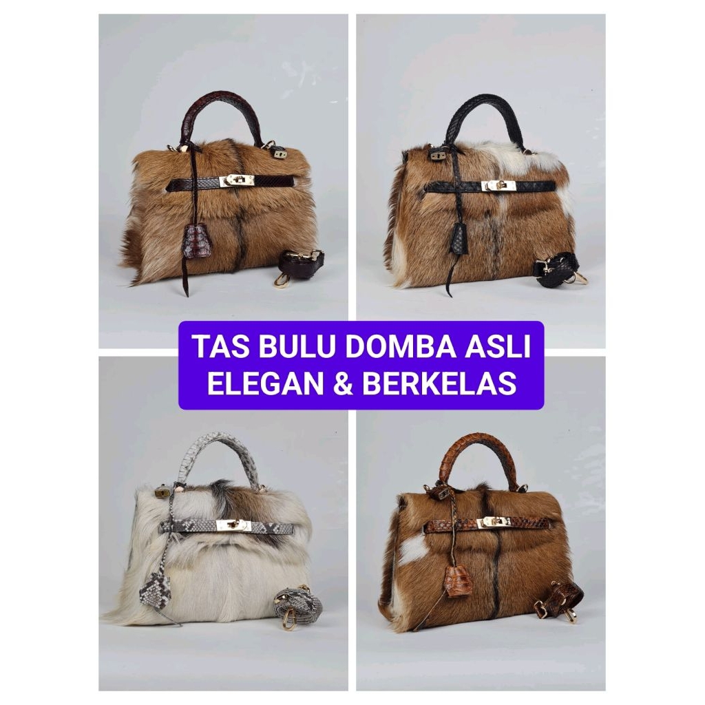 TAS WANITA PESTA KULIT BULU ASLI