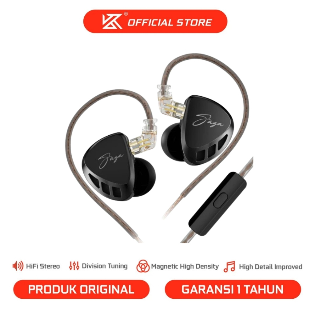 [KZ Official Store] KZ SAGA with Mic Single Dynamic Driver In-Ear Monitor Earphone Metal