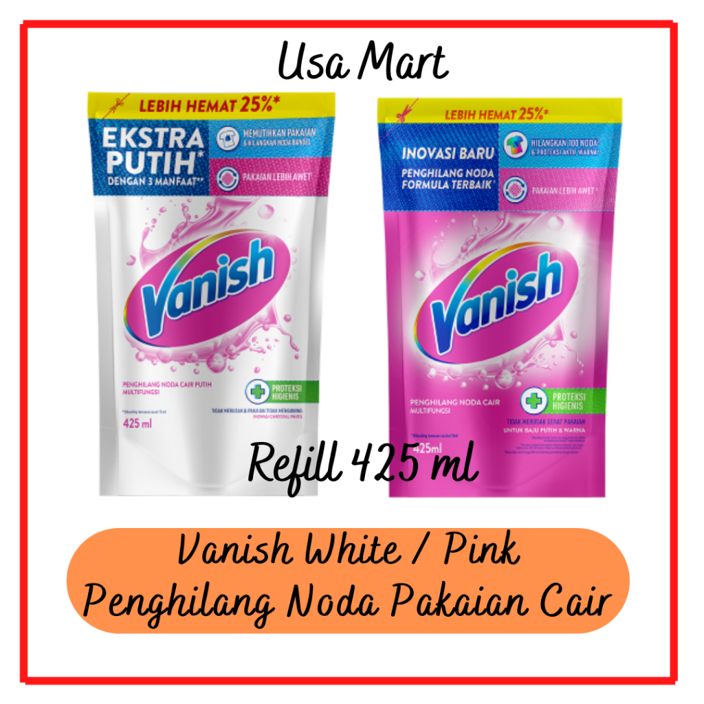 Vanish Pink Cair Refil 425ml / Vanish White Penghilang Noda Pakaian