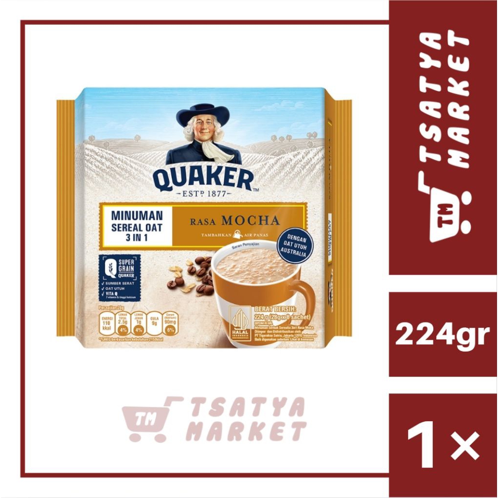 

QUAKER OAT MINUMAN SEREAL RASA MOCHA 8 SACHET 28 GRAM