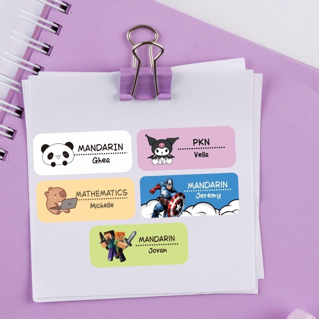 

28 pcs Custom Label Mata Pelajaran/ Label Nama Anak Mata Pelajaran/ Stiker Nama Anak Mata Pelajaran