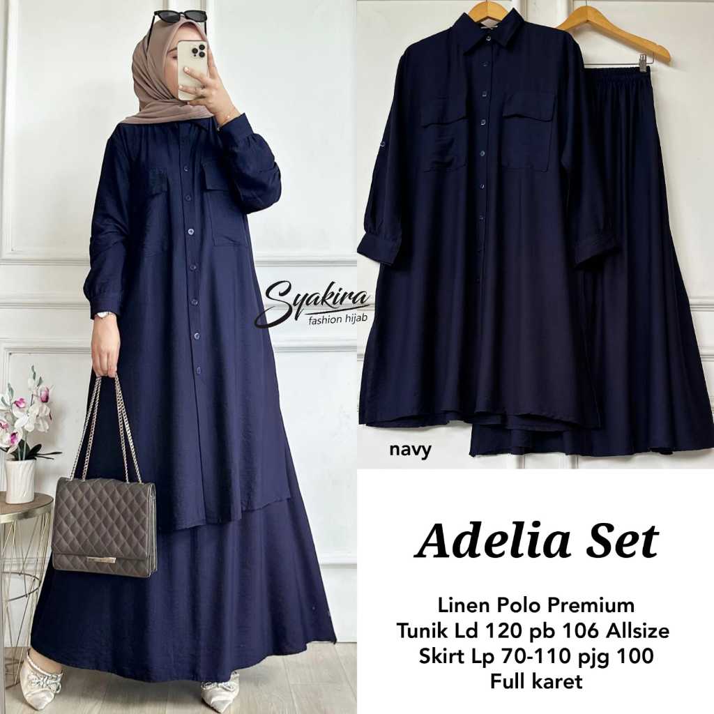 Setelan Linen Rok Polos Premium Polo Plain One Set