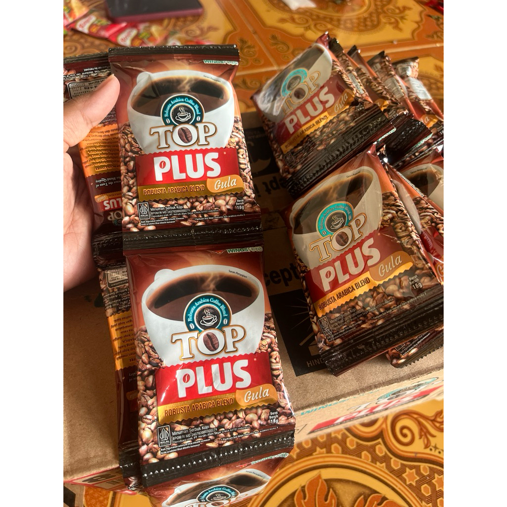 

KOPI TOP PLUS gula 1 renceng isi 10 sachet