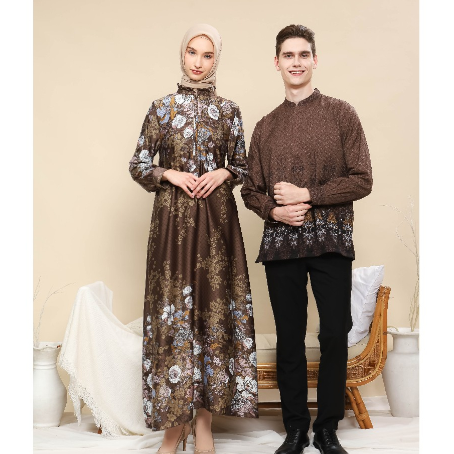 Adyatma Sarimbit Batik Gardenia in Mahogany Brown Family Set