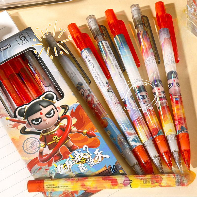 

batamall - (1 BOX ISI 6 PCS) PENSIL MEKANIK PREMIUM FULL PRINTED KARTUN NEZHA #ST180 PENSIL CETEK 2B HB ANAK SEKOLAH LUCU MECHANICAL PENSIL KUALITAS IMPORT