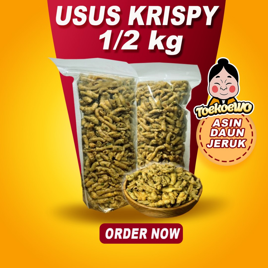 

Usus Krispy Gurih 500g Original/Asin Daun Jeruk/Pedas Daun Jeruk Merk Toe Koe Wo