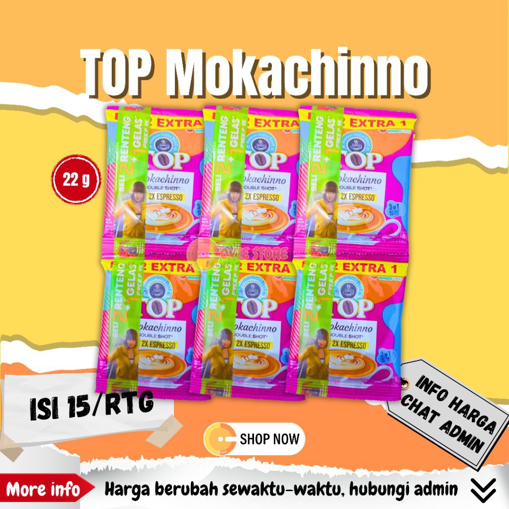

Kopi Sachet Top Coffee Mokachinno Rentengan