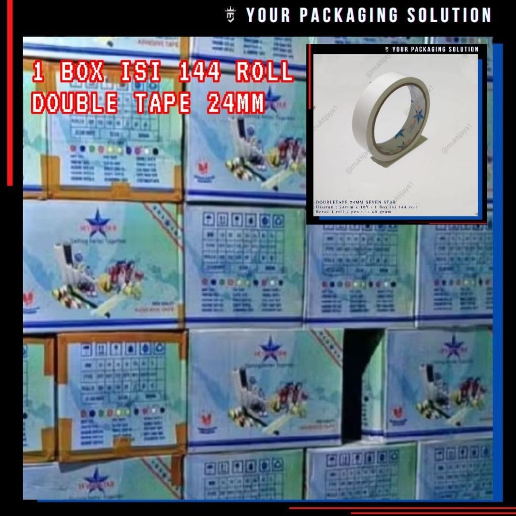 

1 BOX (144 ROLL) DOUBLE TAPE 24MM II LAKBAN II ISOLASI II DOUBLETAPE II SAVENSTAR II STARTAPE