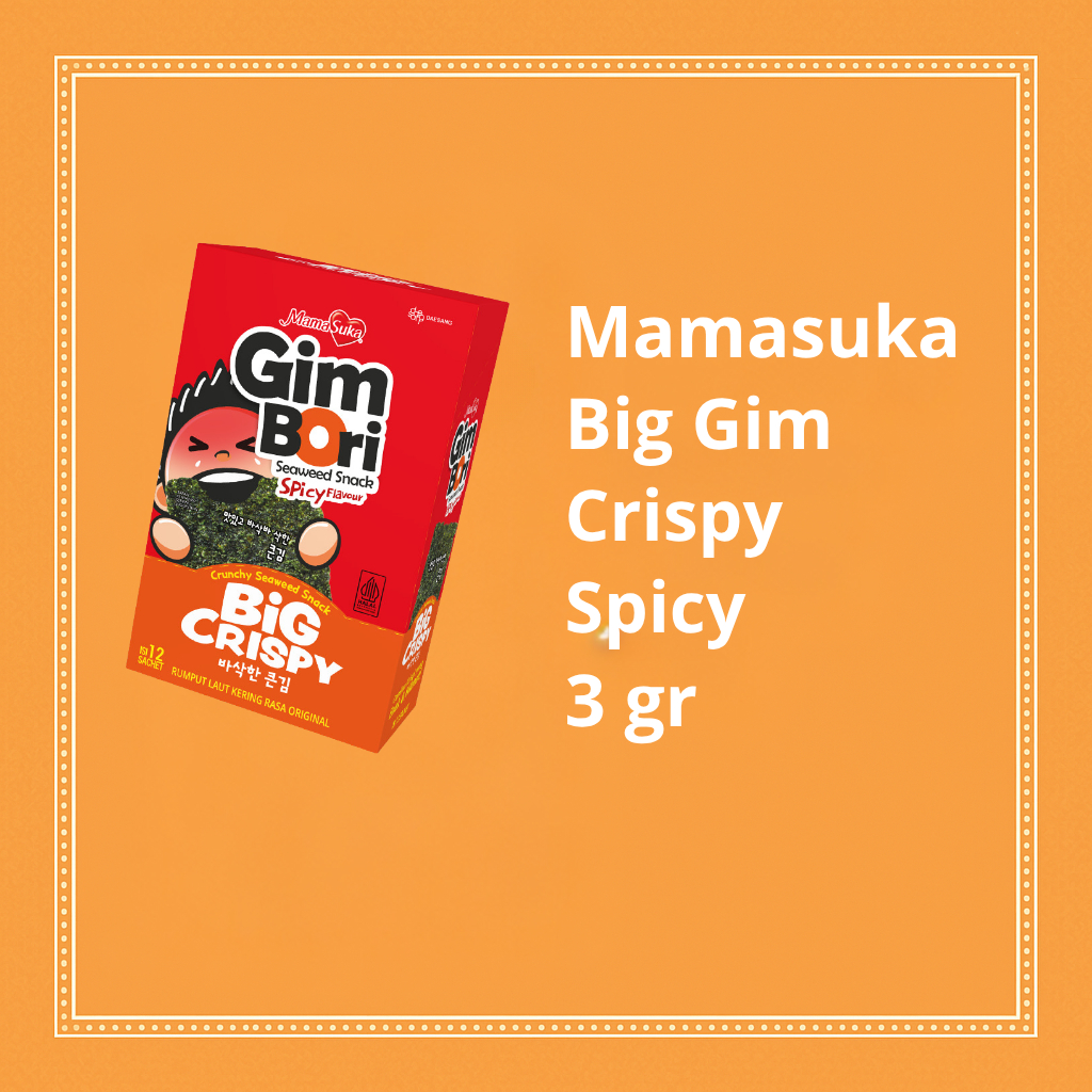 

Mamasuka Rumput Laut Panggang Big Crispy Spicy 3g – Camilan Pedas Renyah Sehat
