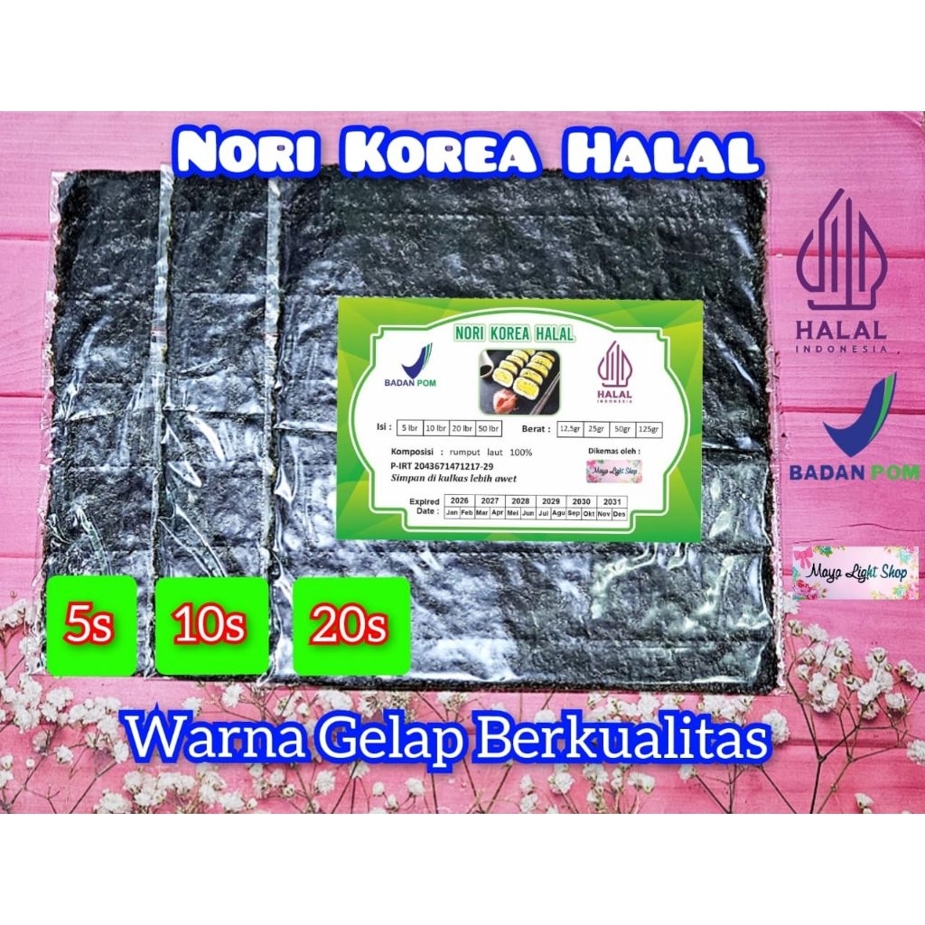 

sushi nori rumput laut isi 5 korea lembar nori seaweed sushi kimbap bento halal promo termurah
