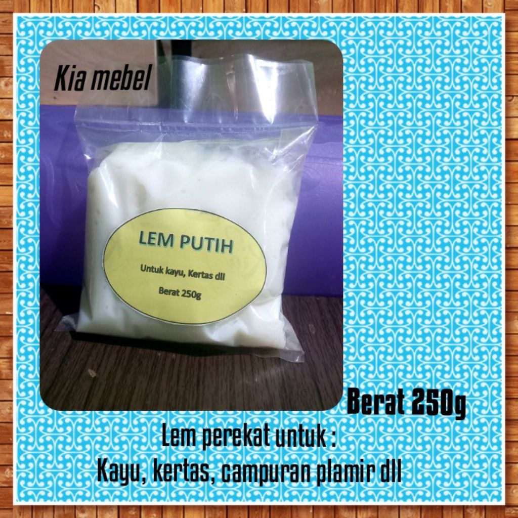 

Lem putih untuk kayu dll tersedia ukuran 250g dan 500g