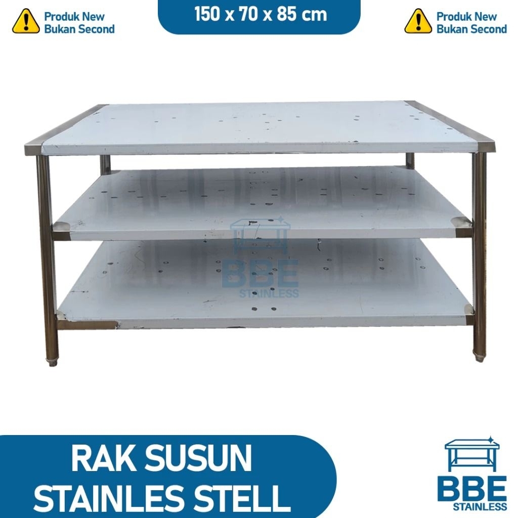 BBE Stainless - Meja Rak 3 Susun Stainless 150x70x85cm