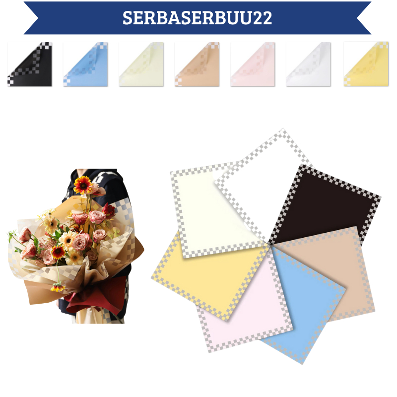 

Kertas Bunga Motif Kotak kotak Flower Wrapping Paper Square Pattern Cellophane KB088 SS22