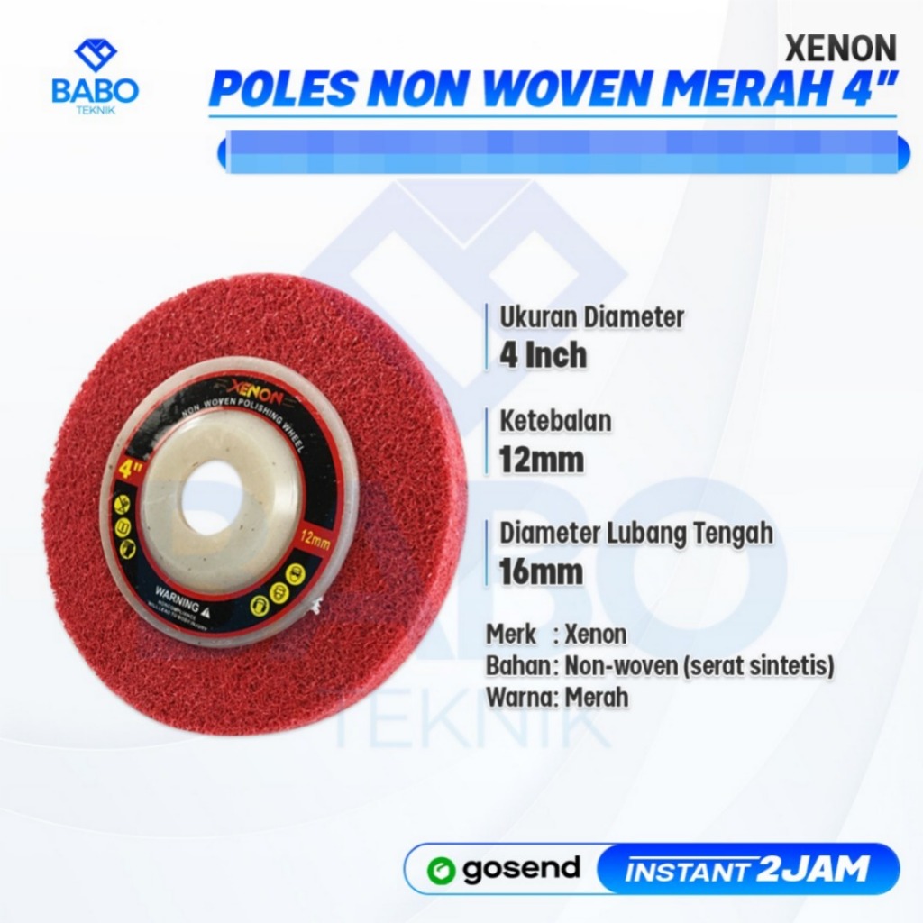 NON WOVEN Polishing Wheel XENON 4 in Merah - Wheel Polish 4in - Mata Gerinda Poles Grinda NonWoven