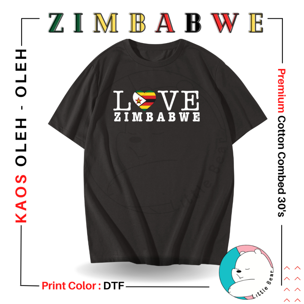 Littlebear Kaos Souvenir Zimbabwe Baju Oleh-Oleh Type 4