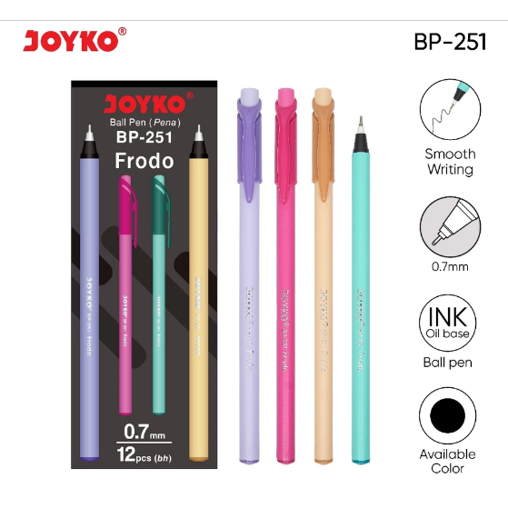 

PULPEN PENA JOYKO BP-251 FRODO 0.7 mm BOLPEN MURAH HITAM PASTEL BALL PEN WARNA WARNI