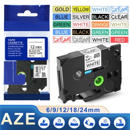 

Tape Compatible for Brother Label Printer 9mm/12mm/18mm/24mm 211 221 231 251 Labeling Ribbon for P-Touch Series Label Maker