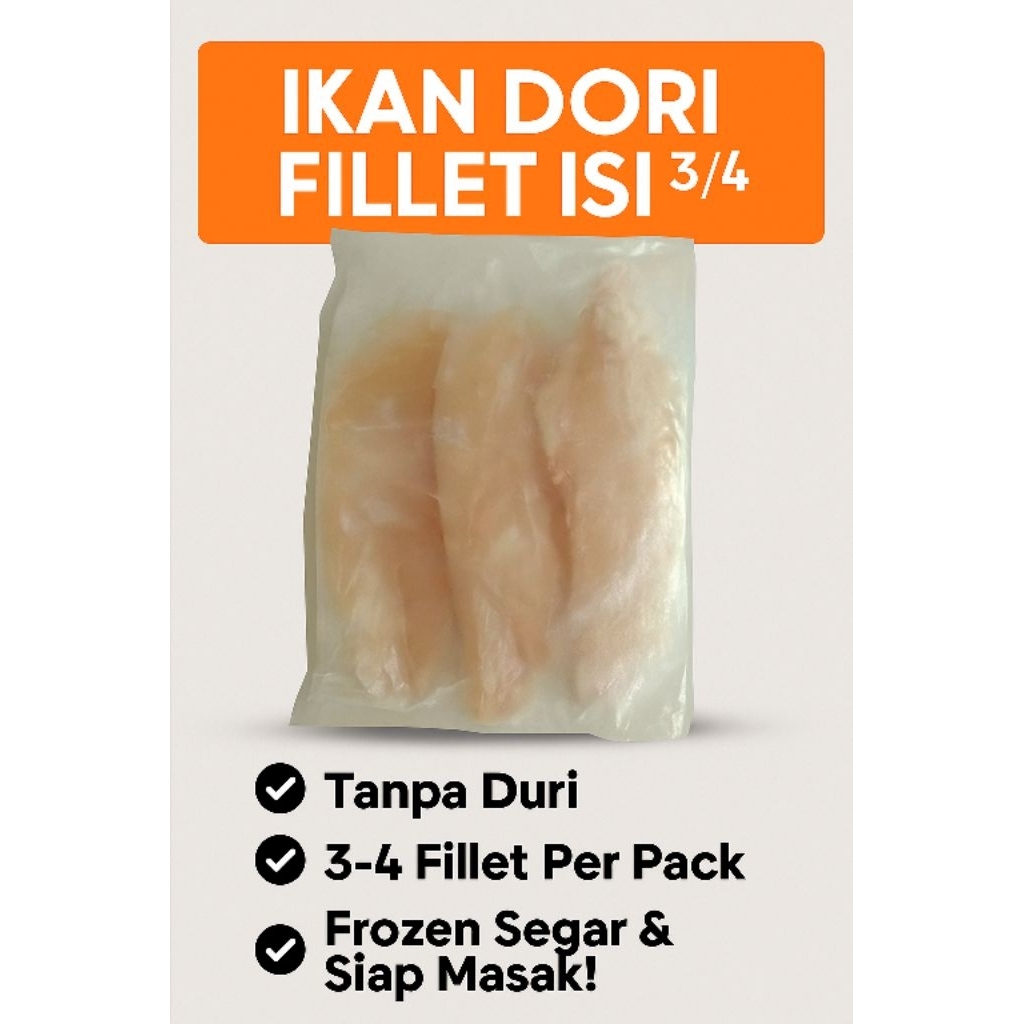 

Dori Premium Isi 3 - Dori Fillet isi 3x10 / 1dus - Ikan Dori - Dori Premium