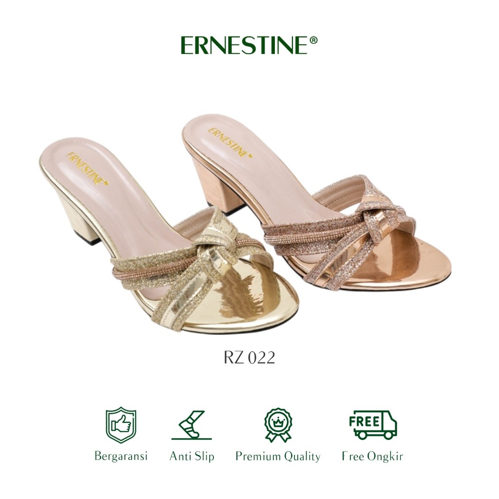 [BUY 1 GET 1 FREE] Ernestine Sandal Pesta Wanita warna gold rose gold heels 7cm  RZ 022