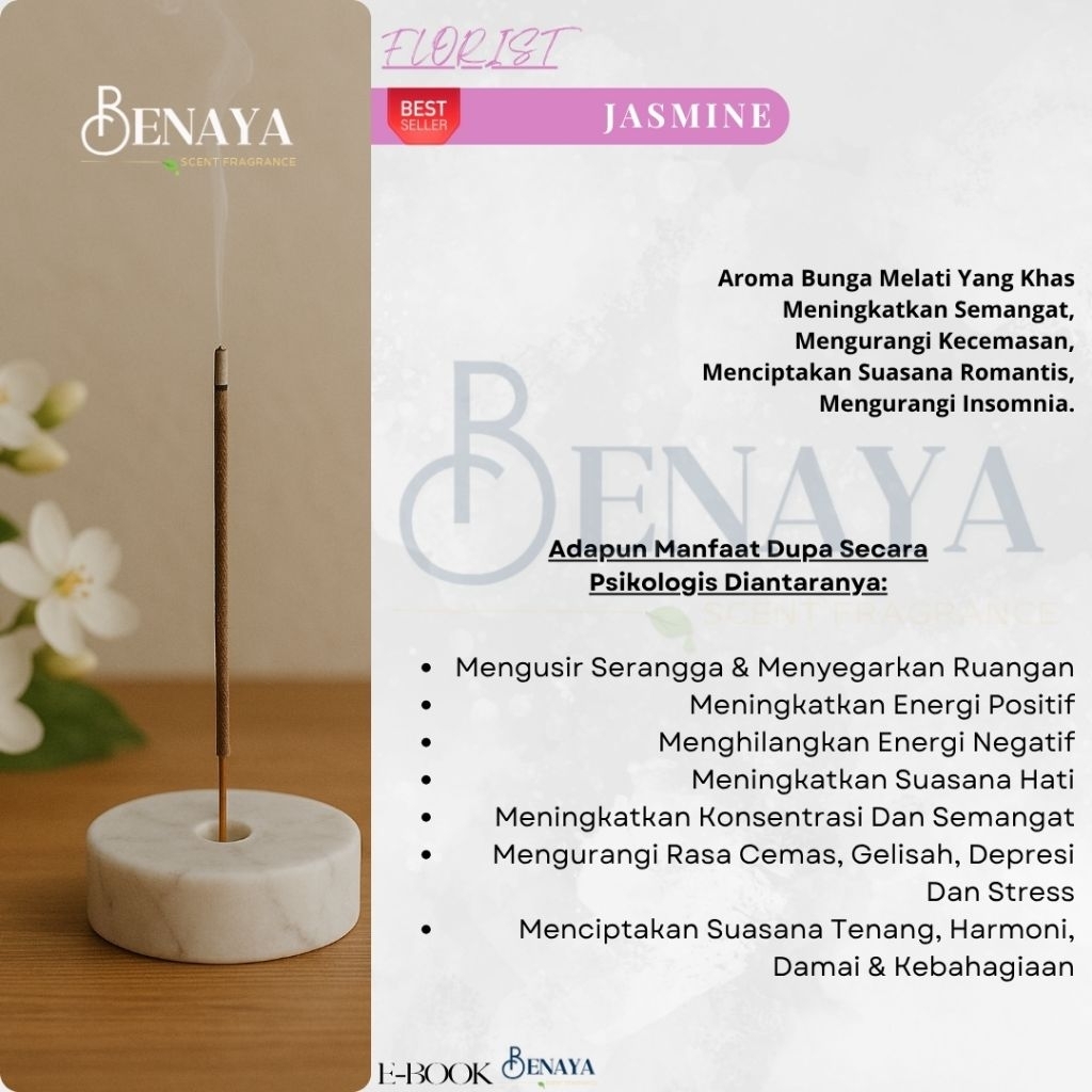 BENAYA Incense Stick AROMATERAPI BAKAR JASMINE DUPA HIO WANGI PREMIUM