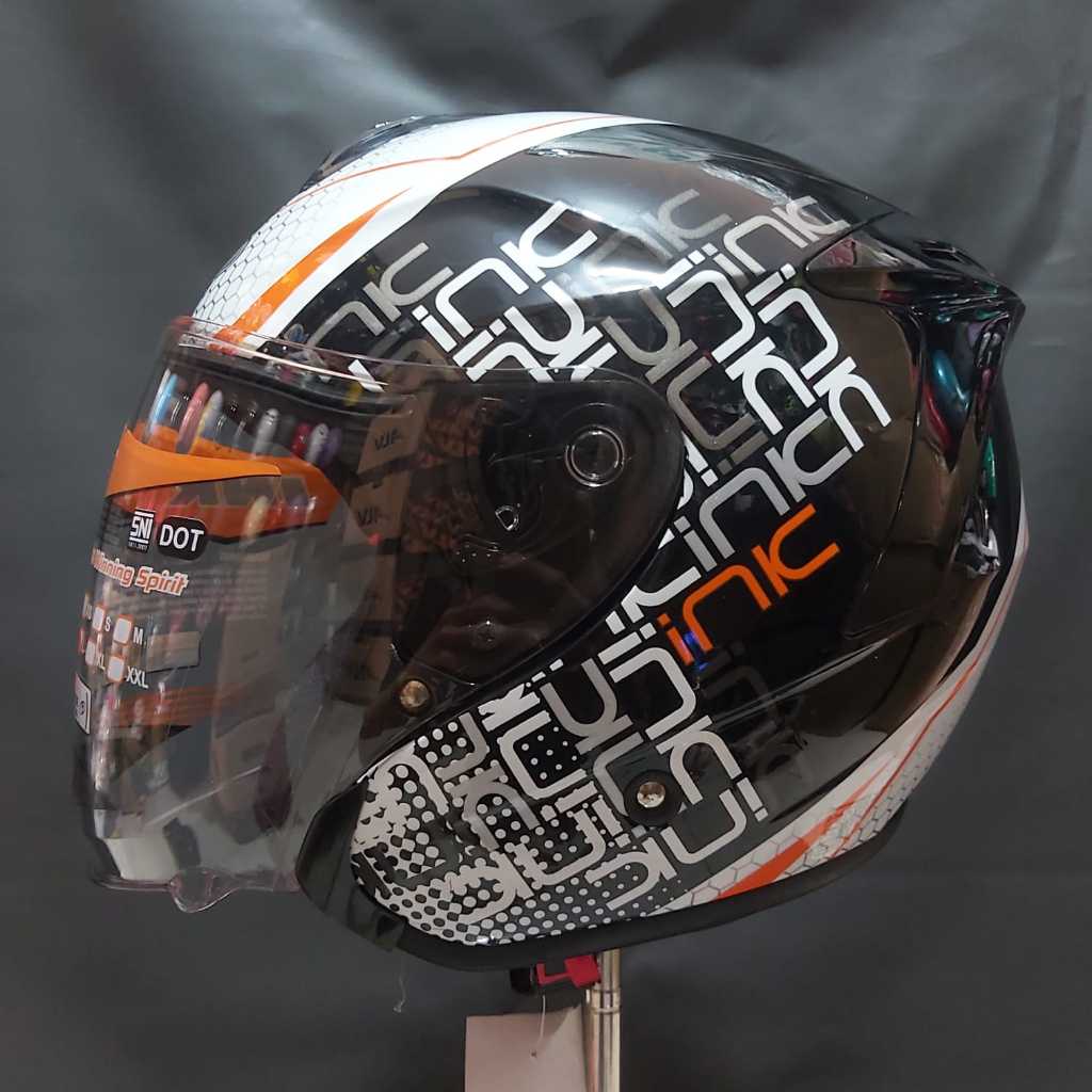 Helm Half Face INK Dinamic Black Matt Motif Original SNI-DOT