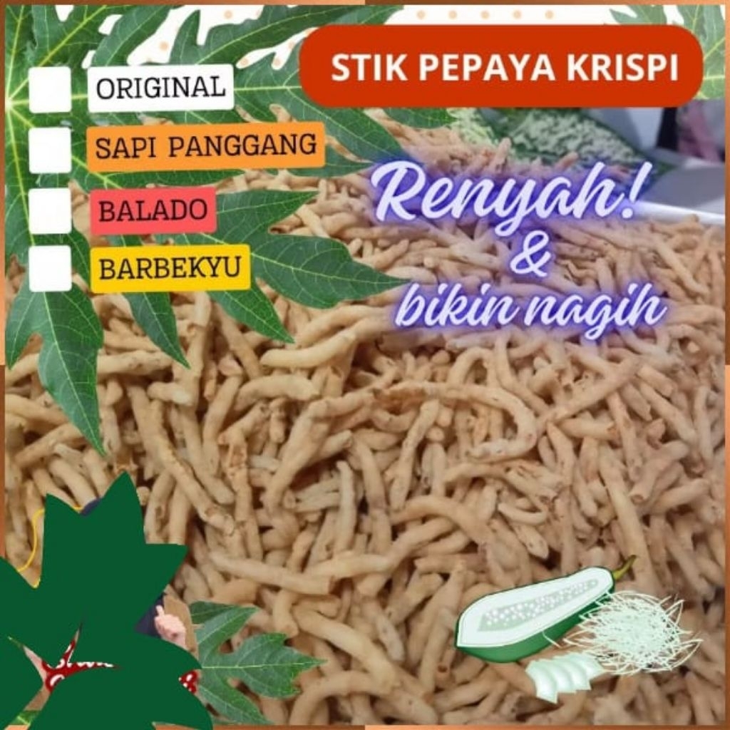 

Kripik Peyaya muda pedas manis/ stik Pepaya Krispi