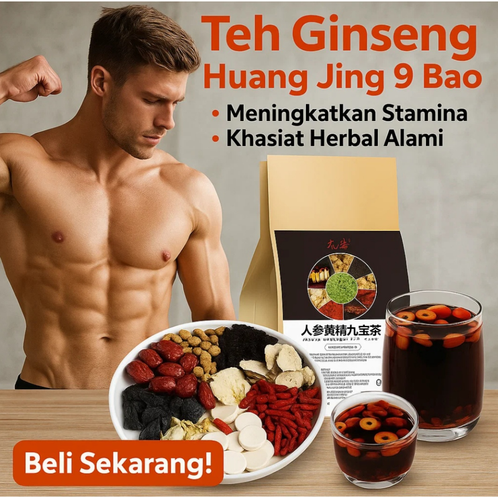 

✅【100% Asli Panas/COD】✨Teh Ginseng Huang Jing 9 Bao – Teh Herbal Tradisional Untuk Pria – Tambah Stamina Tenaga | Minuman Sehat Penambah Tenaga