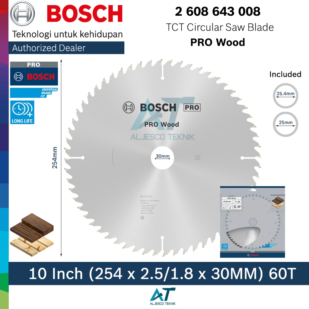 BOSCH MATA GERGAJI KAYU 10 INCH 60T CIRCULAR SAW BLADE