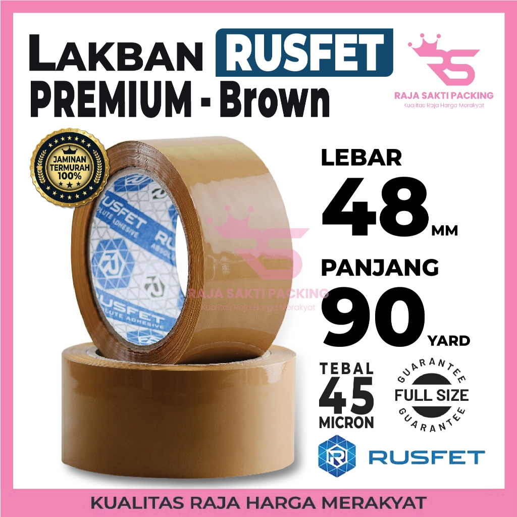 

Lakban Coklat - RUSFET 2 Inch (48mm) - Brown Super Lengket Satuan Termurah