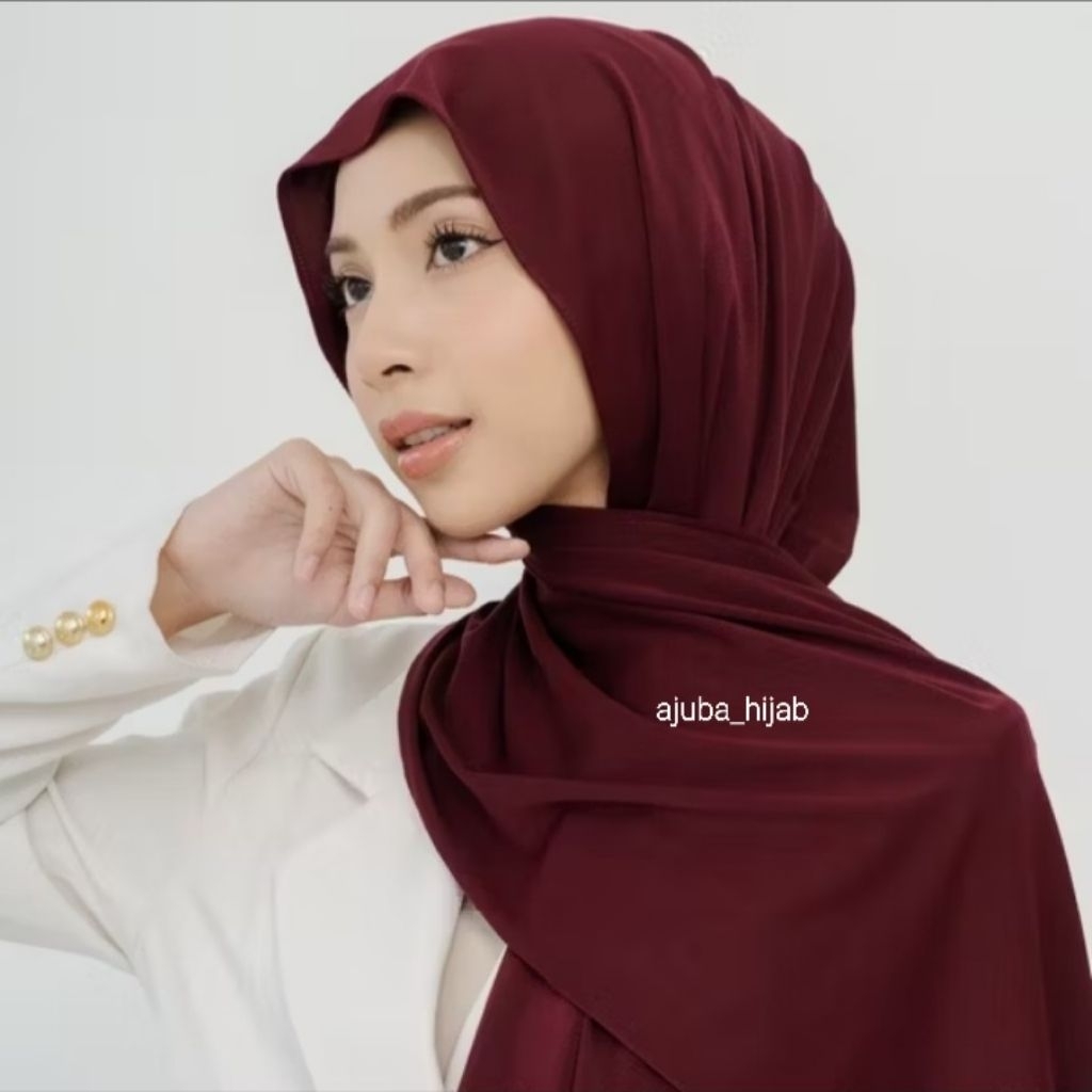 Jilbab Pashmina Kaos Jersey Polos Merah Maroon Flowyn Premium Hijab Stretch Pashmina By Ajuba Hijab