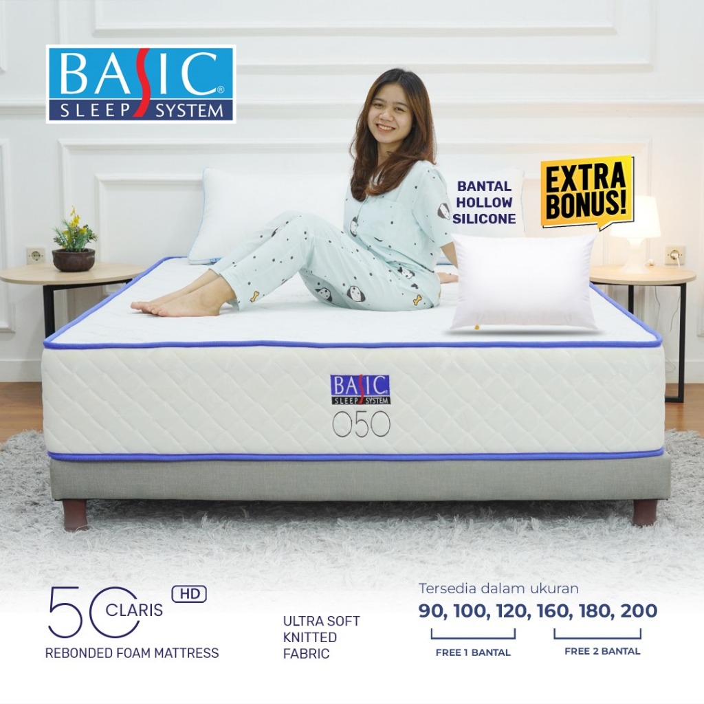 BASIC Springbed Kasur Claris Rebonded 50 High Density Foam