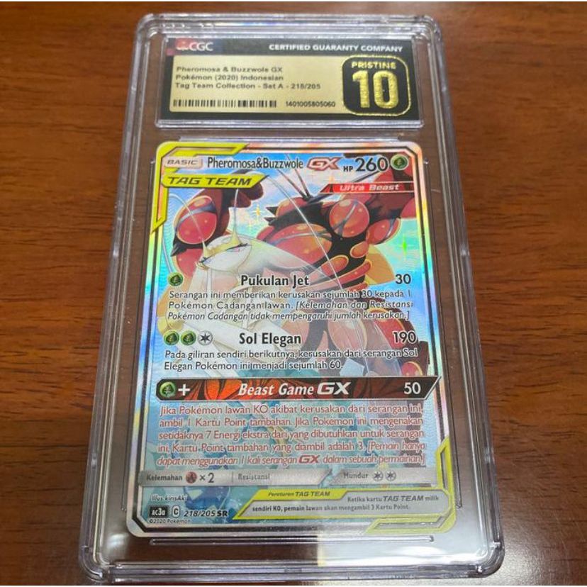 Pokemon TCG ID Indonesia AC3a Pheromosa & Buzzwole GX SR AA CGC 10 PSA