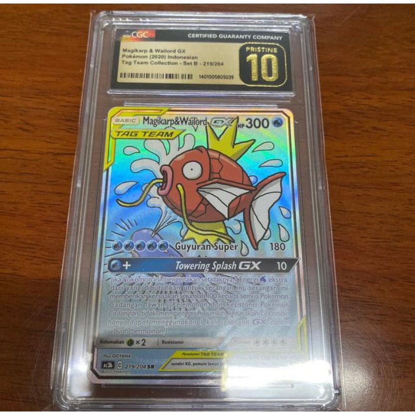CGC 10 Pristine Magikarp Wailord GX SR AA ID SM AC3a Pokemon TCG Indonesia PSA