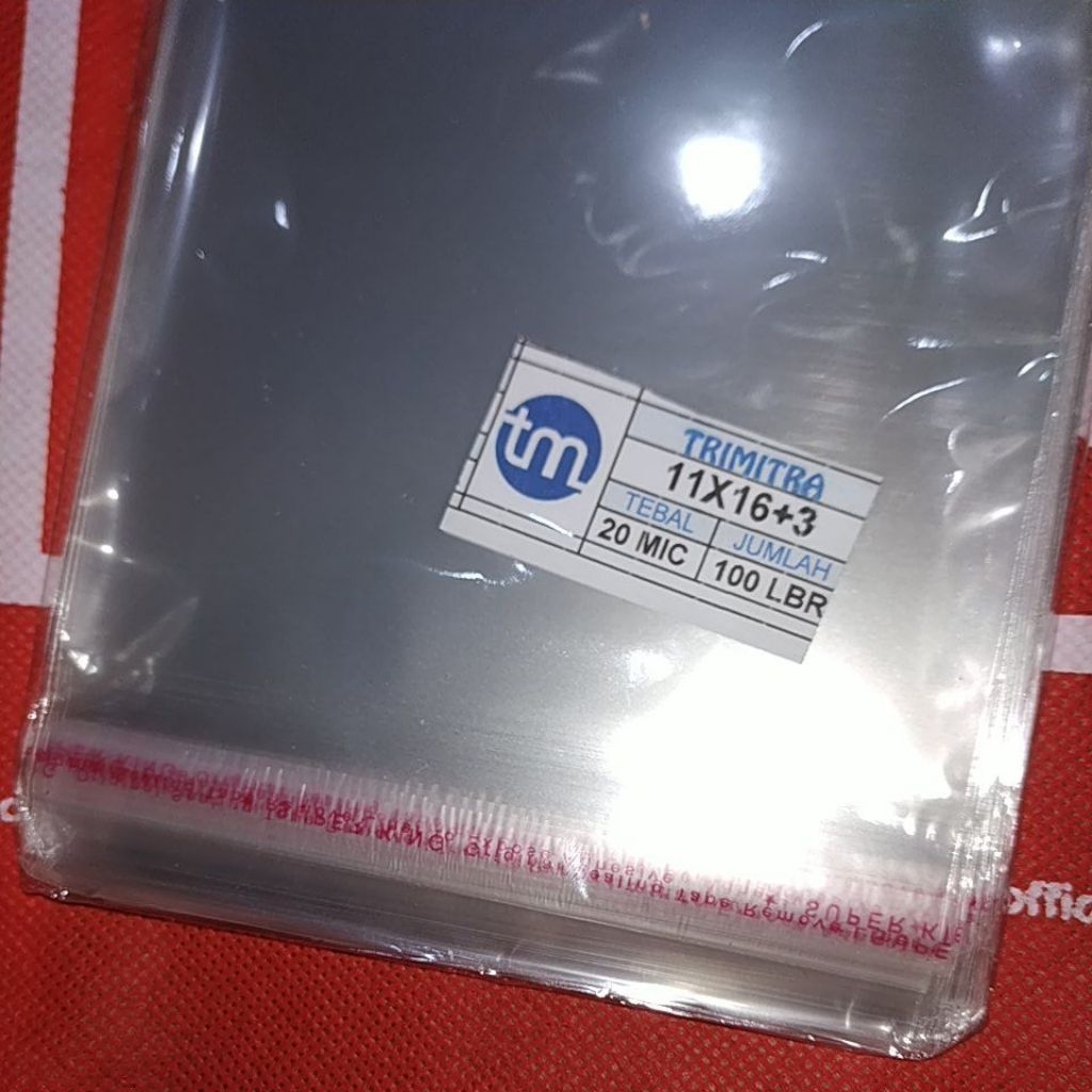 plastik opp dengan perekat ukuran 11x16