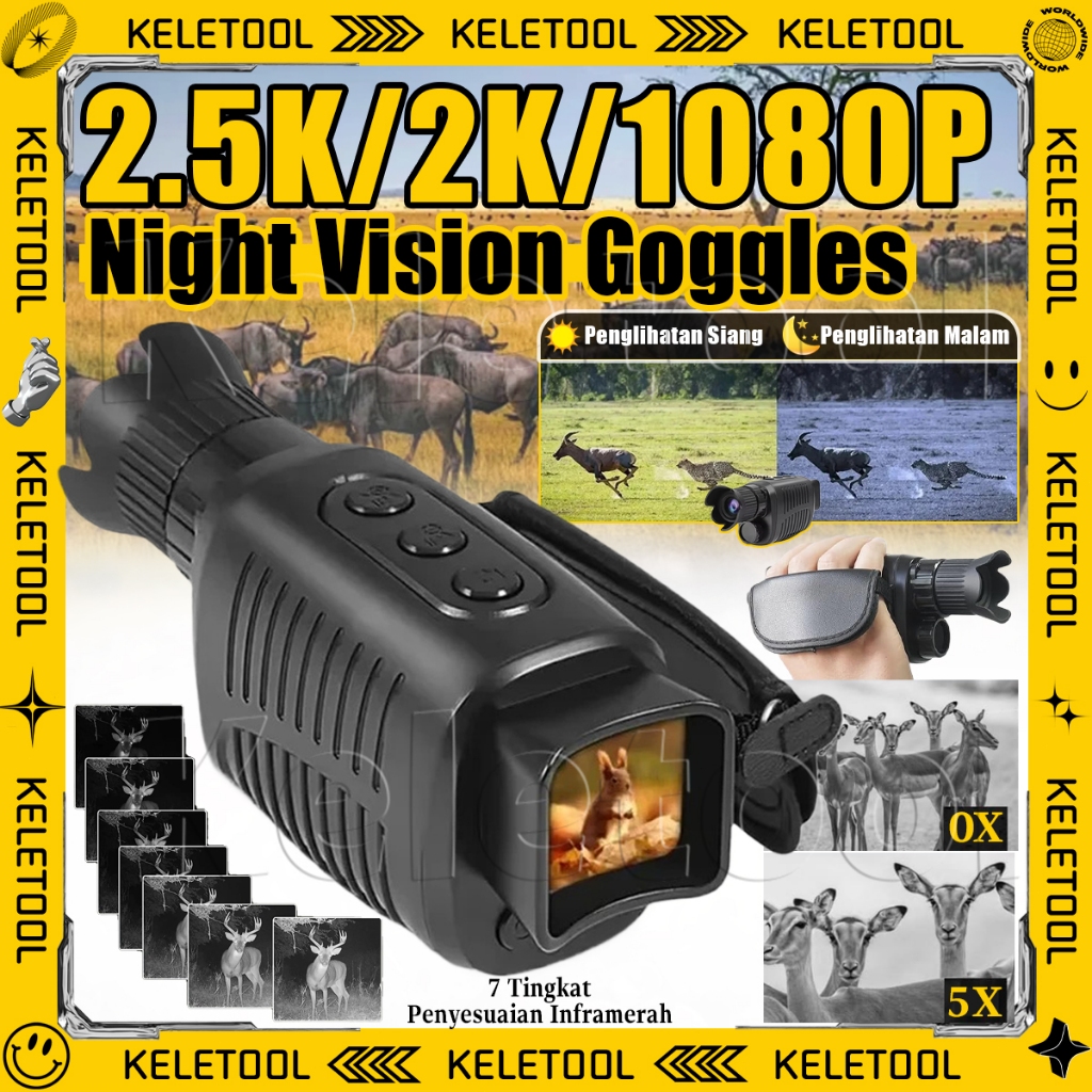 Infrared Night Vision Scope Kamera Berburu Malam Scope NV 5x Zoom Thermal Berburu Malam Teropong Mon