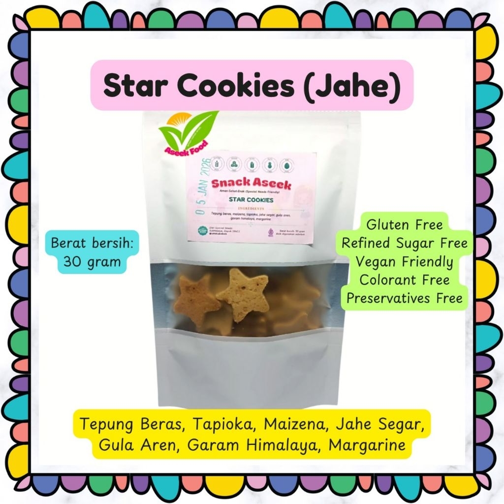 

AseekFood STAR COOKIES JAHE Vegan Gluten Free Refined Sugar Free
