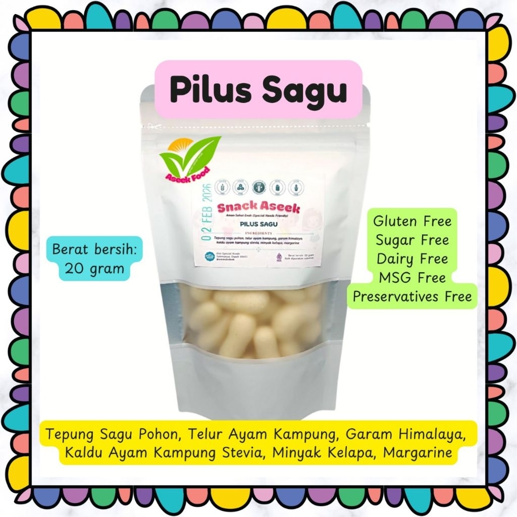 

AseekFood PILUS SAGU Gluten Free MSG Free Dairy Free Sugar Free