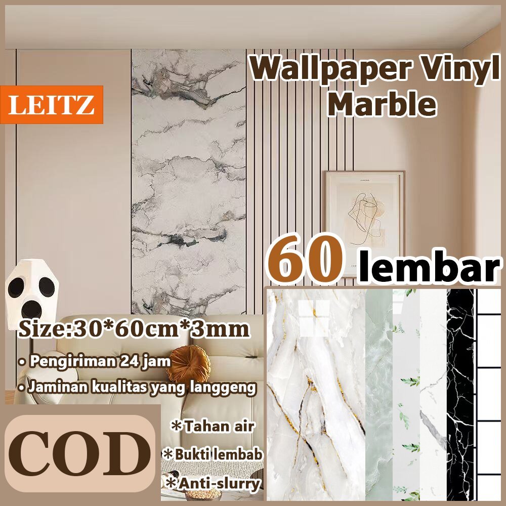 LEITZ - Wallpaper Dinding Vinyl Marble 30*60cm Lantai Vinyl Marbel Granit/Wallpaper Dinding Dapur