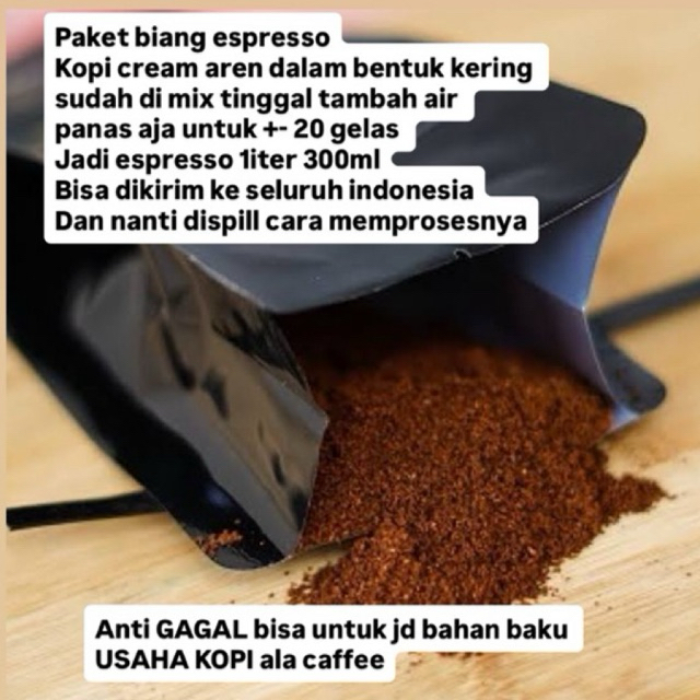 

paket bahan bahan kering untuk meracik espresso aren total kapasitas jadi racikan 1.300ml kurang lebih untuk 20gelas - 25gelas kopi
