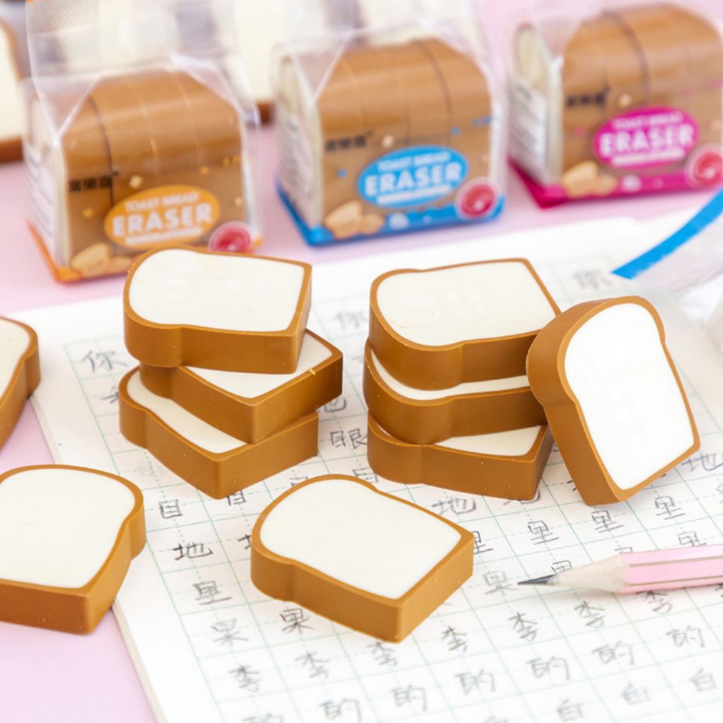 

Penghapus Unik Lucu Bentuk Roti Tawar (4 pcs) – Toast Bread Eraser